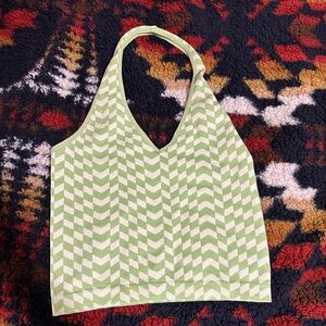 Lime green and white checkered halter top! Only worn a couple times